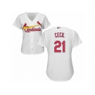 Women's Majestic St. Louis Cardinals #21 Brett Cecil Authentic White Home Cool Base MLB Jersey