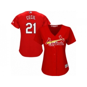 Women's Majestic St. Louis Cardinals #21 Brett Cecil Replica Red Alternate Cool Base MLB Jersey