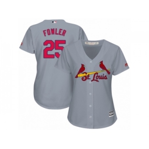 Women's Majestic St. Louis Cardinals #25 Dexter Fowler Authentic Grey Road Cool Base MLB Jersey