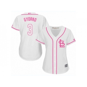 Women's Majestic St. Louis Cardinals #3 Jedd Gyorko Replica White Fashion Cool Base MLB Jersey
