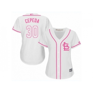 Women's Majestic St. Louis Cardinals #30 Orlando Cepeda Replica White Fashion Cool Base MLB Jersey