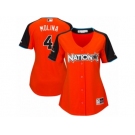 Women's Majestic St. Louis Cardinals #4 Yadier Molina Authentic Orange National League 2017 MLB All-Star MLB Jersey