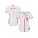 Women's Majestic St. Louis Cardinals #4 Yadier Molina Replica White Fashion MLB Jersey