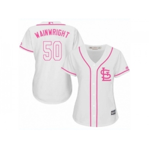 Women's Majestic St. Louis Cardinals #50 Adam Wainwright Replica White Fashion Cool Base MLB Jersey