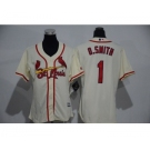 Women's St. Louis Cardinals #1 Ozzie Smith Majestic Cream Cool Base Player Jersey