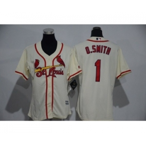 Women's St. Louis Cardinals #1 Ozzie Smith Majestic Cream Cool Base Player Jersey