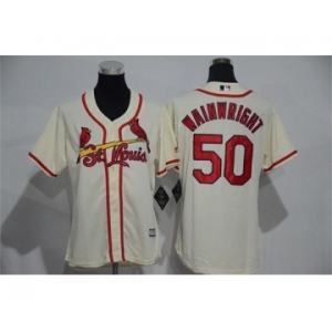 Women's St. Louis Cardinals #50 Adam Wainwright Majestic Cream Cool Base Player Jersey