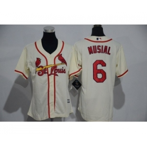 Women's St. Louis Cardinals #6 Stan Musial Majestic Cream Cool Base Player Jersey