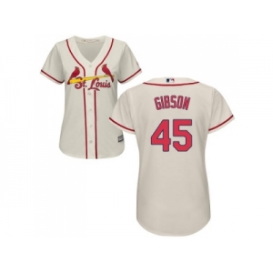 Women's St.Louis Cardinals #45 Bob Gibson Cream Alternate Stitched MLB Jersey