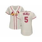 Women's St.Louis Cardinals #5 Albert Pujols Cream Alternate Stitched MLB Jersey