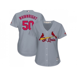 Women's St.Louis Cardinals #50 Adam Wainwright Grey Road Stitched MLB Jersey