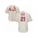 Youth Majestic St. Louis Cardinals #21 Brett Cecil Authentic Cream Alternate Cool Base MLB Jersey