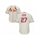 Youth Majestic St. Louis Cardinals #27 Brett Cecil Replica Cream Alternate Cool Base MLB Jersey