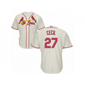 Youth Majestic St. Louis Cardinals #27 Brett Cecil Replica Cream Alternate Cool Base MLB Jersey