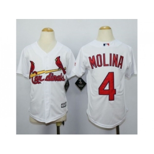 Youth St. Louis Cardinals #4 Yadier Molina White jerseys