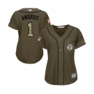 Women's Majestic Texas Rangers #1 Elvis Andrus Authentic Green Salute to Service MLB Jersey