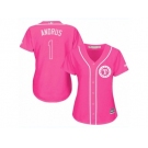 Women's Majestic Texas Rangers #1 Elvis Andrus Replica Pink Fashion Cool Base MLB Jersey