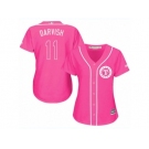 Women's Majestic Texas Rangers #11 Yu Darvish Replica Pink Fashion Cool Base MLB Jersey