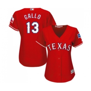 Women's Majestic Texas Rangers #13 Joey Gallo Authentic Red Alternate Cool Base MLB Jersey