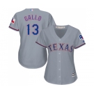 Women's Majestic Texas Rangers #13 Joey Gallo Replica Grey Road Cool Base MLB Jersey