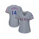 Women's Majestic Texas Rangers #14 Carlos Gomez Authentic Grey Road Cool Base MLB Jersey