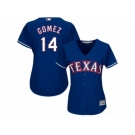 Women's Majestic Texas Rangers #14 Carlos Gomez Authentic Royal Blue Alternate 2 Cool Base MLB Jersey