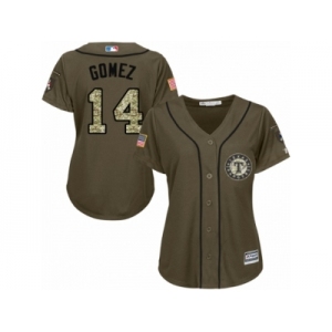 Women's Majestic Texas Rangers #14 Carlos Gomez Replica Green Salute to Service MLB Jersey