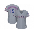 Women's Majestic Texas Rangers #15 Will Middlebrooks Authentic Grey Road Cool Base MLB Jersey