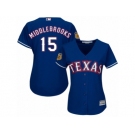 Women's Majestic Texas Rangers #15 Will Middlebrooks Authentic Royal Blue Alternate 2 Cool Base MLB Jersey