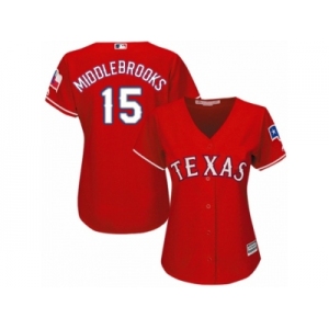 Women's Majestic Texas Rangers #15 Will Middlebrooks Replica Red Alternate Cool Base MLB Jersey