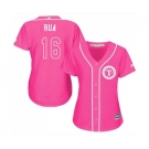 Women's Majestic Texas Rangers #16 Ryan Rua Authentic Pink Fashion Cool Base MLB Jersey