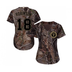 Women's Majestic Texas Rangers #18 Drew Robinson Authentic Camo Realtree Collection Flex Base MLB Jersey