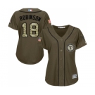 Women's Majestic Texas Rangers #18 Drew Robinson Authentic Green Salute to Service MLB Jersey