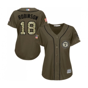 Women's Majestic Texas Rangers #18 Drew Robinson Authentic Green Salute to Service MLB Jersey