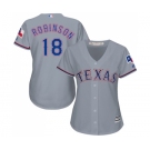 Women's Majestic Texas Rangers #18 Drew Robinson Replica Grey Road Cool Base MLB Jersey