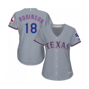 Women's Majestic Texas Rangers #18 Drew Robinson Replica Grey Road Cool Base MLB Jersey