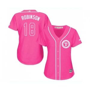 Women's Majestic Texas Rangers #18 Drew Robinson Replica Pink Fashion Cool Base MLB Jersey