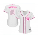 Women's Majestic Texas Rangers #18 Drew Robinson Replica White Fashion Cool Base MLB Jersey