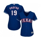 Women's Majestic Texas Rangers #19 Jurickson Profar Authentic Royal Blue Alternate 2 Cool Base MLB Jersey