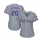 Women's Majestic Texas Rangers #20 Darwin Barney Replica Grey Road Cool Base MLB Jersey