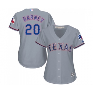 Women's Majestic Texas Rangers #20 Darwin Barney Replica Grey Road Cool Base MLB Jersey