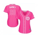 Women's Majestic Texas Rangers #20 Darwin Barney Replica Pink Fashion Cool Base MLB Jersey