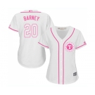 Women's Majestic Texas Rangers #20 Darwin Barney Replica White Fashion Cool Base MLB Jersey