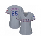 Women's Majestic Texas Rangers #25 Jonathan Lucroy Authentic Grey Road Cool Base MLB Jersey