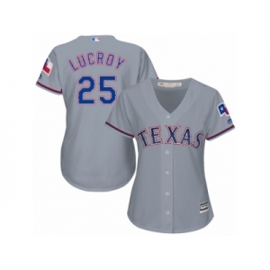 Women's Majestic Texas Rangers #25 Jonathan Lucroy Authentic Grey Road Cool Base MLB Jersey