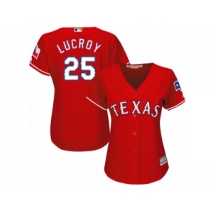 Women's Majestic Texas Rangers #25 Jonathan Lucroy Authentic Red Alternate Cool Base MLB Jersey