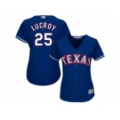 Women's Majestic Texas Rangers #25 Jonathan Lucroy Authentic Royal Blue Alternate 2 Cool Base MLB Jersey