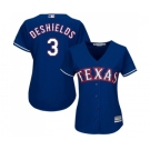 Women's Majestic Texas Rangers #3 Delino DeShields Authentic Royal Blue Alternate 2 Cool Base MLB Jersey