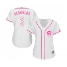 Women's Majestic Texas Rangers #3 Delino DeShields Authentic White Fashion Cool Base MLB Jersey