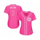 Women's Majestic Texas Rangers #3 Russell Wilson Authentic Pink Fashion Cool Base MLB Jersey